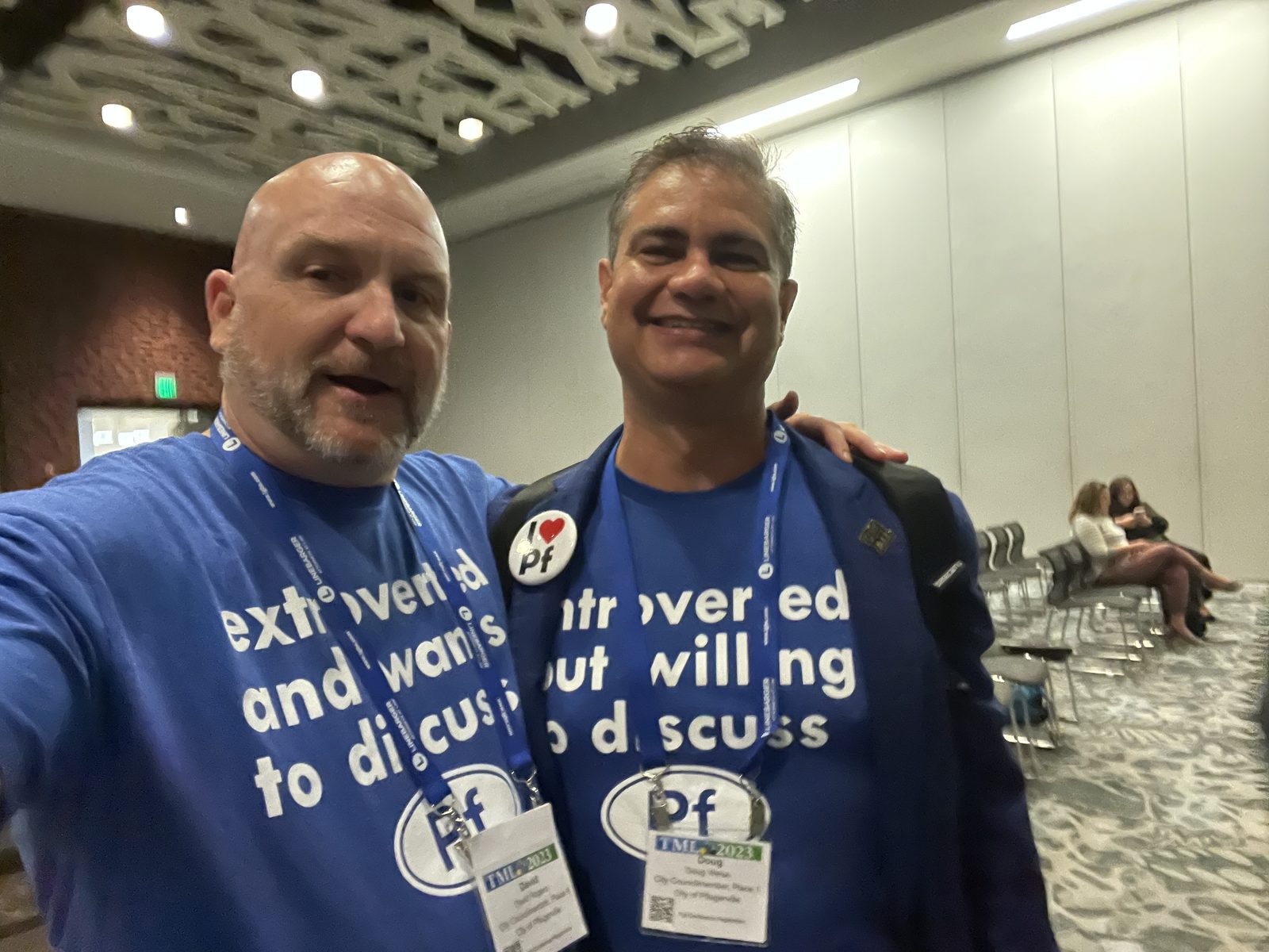 David Rogers with Mayor Doug Weiss at the Texas Municipal League